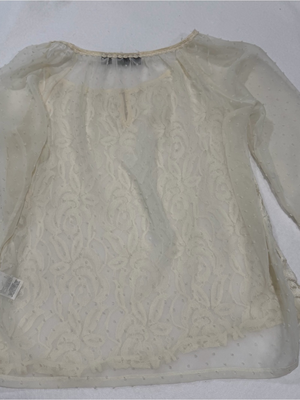 Metaphor Cream Lace Sheer Sleeve‎ Blouse Size Medium Romantic Boho Top - Picture 9 of 10